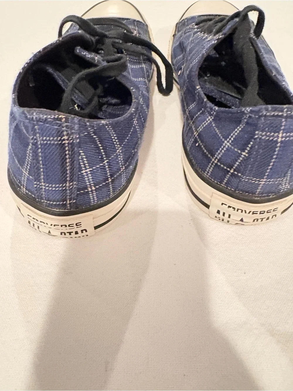 Converse Blue Plaid Low-Top Sneakers with Black Laces